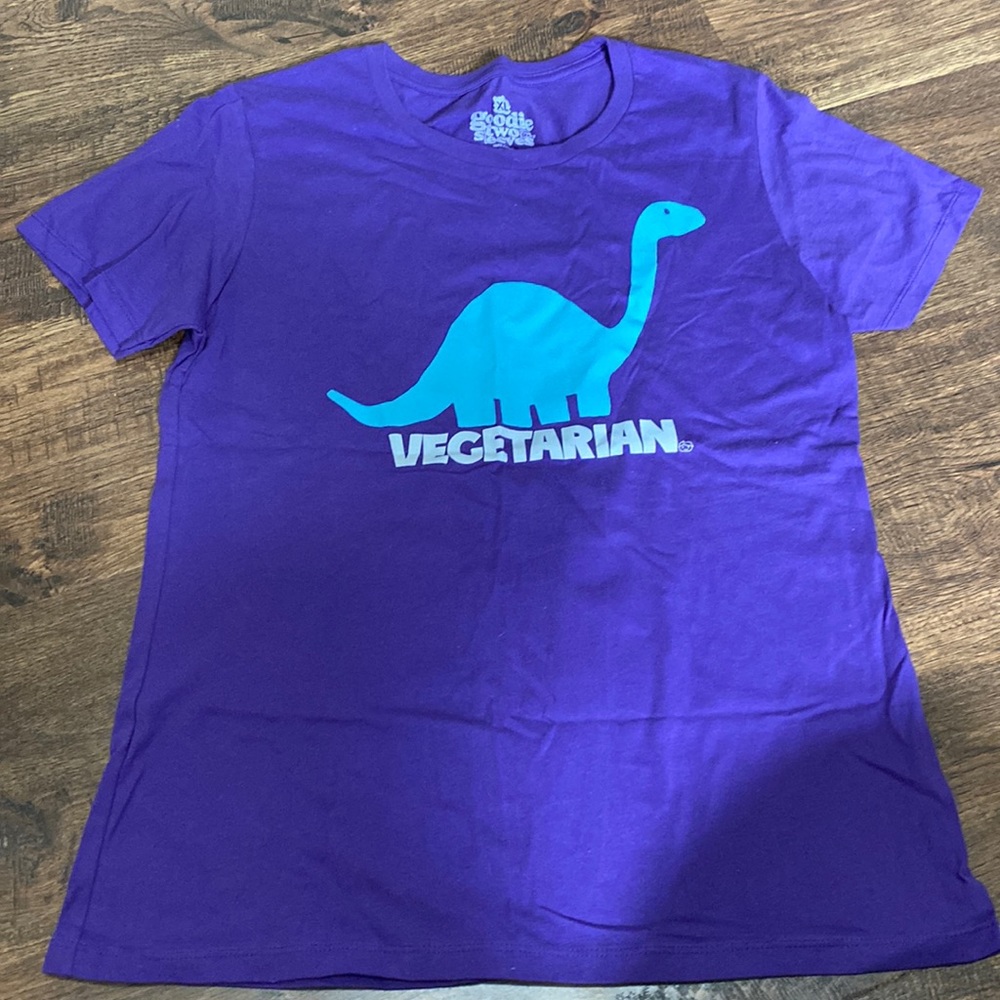 Women’s purple Dinosaur vegetarian TShirt XL